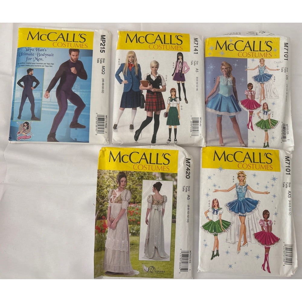 McCalls Costumes Sewing Patterns Lot of 5 Yaya Han Regency Anime Cosplay MQ-AX5